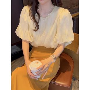 套裝 雪紡襯衫 女夏季 2025新款 女上衣高腰半身裙兩件套 薄款 休閑時尚