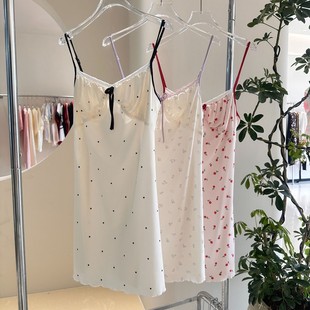 「初沁楓」帶胸墊法式 性感睡裙小清新甜美吊帶少女家居 睡衣女夏季