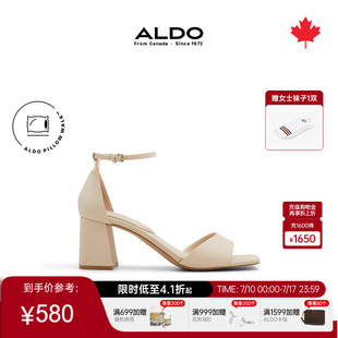 牛皮女優雅氣質粗高跟一字帶ALHS24A18 新款 ALDO方頭涼鞋 夏季