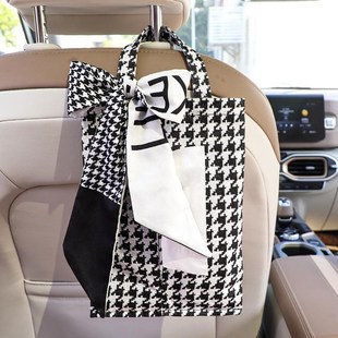 車載紙巾盒車內(nèi)紙抽盒汽車掛式 抽紙盒垃I圾桶二合一車用女輕奢裝