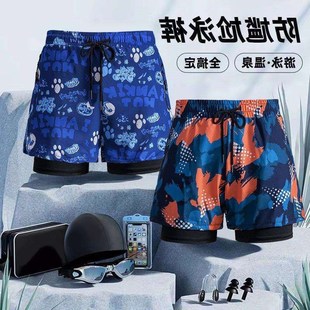 男款 透氣速干游泳褲 D雙層防尷尬泳衣男士 新款 沙灘褲 泳褲 套裝 男士
