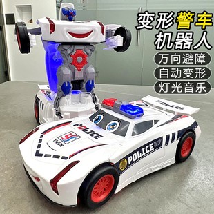 炫酷特技變形車機器人電動音樂男孩3警車玩具車4兒童2 5歲小汽車