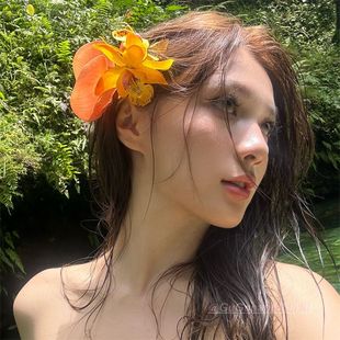 氛圍超仙夾子拍照海邊發卡頭飾度假頭花側邊仿真花朵uu日系發飾