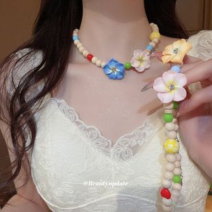 春夏多巴胺花朵項(xiàng)鏈海邊度假風(fēng)choker鎖骨鏈清新甜美高級感頸鏈女