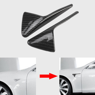 跨境適用于汽車特斯拉Model3SX碳紋葉子板裝 飾貼側邊攝像頭保護蓋