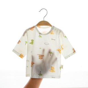 高腰護肚寶寶睡衣男家居服薄款 兒童套裝 女空調服a類7分 夏款 兩件裝