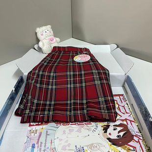 胖薯大碼 JK制服紅格格裙百褶裙校園風(fēng)學(xué)生半身裙女 小辣椒原創(chuàng)正品