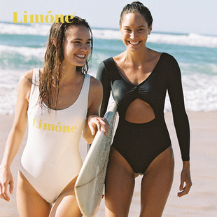 Limone復古連體泳衣女白色遮肚顯瘦海邊度假泳裝 吳千語同款