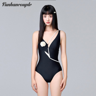 Funhancouple泳衣女高級感泡溫泉連體遮肚顯瘦性感海邊度假比基尼