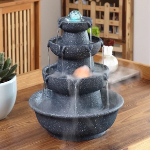 流水噴泉桌面擺件循環(huán)風(fēng)水球輪魚(yú)缸假山家居裝 飾禮品招財(cái)喬遷開(kāi)業(yè)
