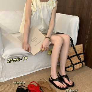 休閑人字拖羅馬鞋 2668 新款 女2025年夏季 韓 1厚底復古簡約夾趾涼鞋