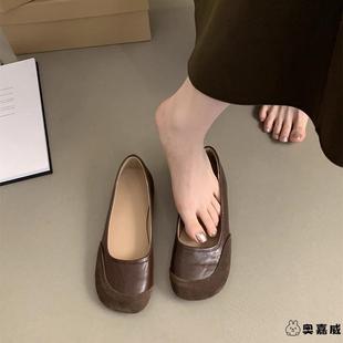 女2025新款 晚風平底一腳蹬豆豆鞋 復古淺口單鞋 法式 子 夏季 瑪麗珍鞋