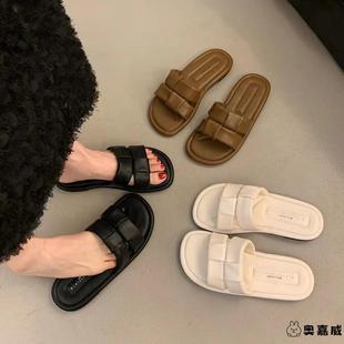 女夏季 百搭一字拖海邊軟底防滑沙灘涼鞋 外穿2025新款 時(shí)尚 韓版 拖鞋