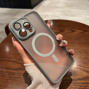 umj適用于iPhone16proMax手機(jī)殼磨砂鈦灰色蘋果15 13p簡(jiǎn)約高級(jí)12全包鏡頭膜保護(hù)套男女防摔 14pro磁吸充電新款