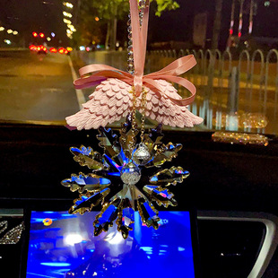 女神款 飾可愛件車掛件網(wǎng)紅車內(nèi) 汽車掛件水晶雪花飾品后視鏡裝