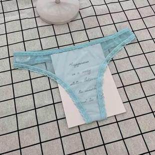 蕾絲女士大碼 女土內(nèi)褲 夏季 火辣個性 冰絲 透明全毛露走光丁字褲