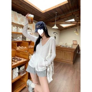 小眾高級感連帽拉鏈防曬外套女夏修身 簡約輕薄外搭溫柔風減齡開衫