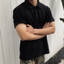polo衫 短袖 270g珠地棉重磅黑色薄款 簡約夏季 翻領T恤修身 GTAL美式