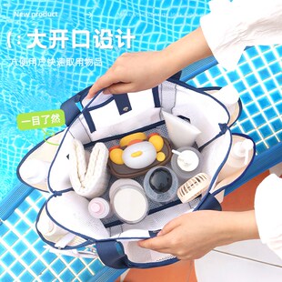 游泳包大容量手提網(wǎng)眼沙灘包洗澡健身洗漱泳衣收納單肩網(wǎng)紗浴兜袋