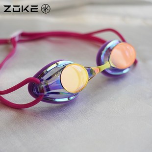 洲克兒童泳鏡鍍膜游泳眼鏡競技訓(xùn)練小框高清防霧不勒眼zoke