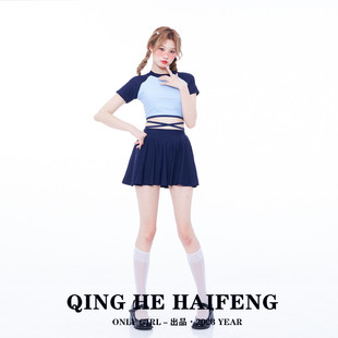 綁帶裙式 分體短袖 顯瘦保守學(xué)生少女游泳衣 girl－2023新款 only