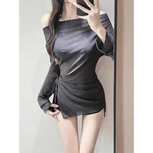 防曬海邊度假溫泉 罩衫 2025新款 泳衣女扎染運動分體平角比基尼長袖