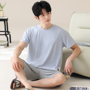 男士 睡衣套裝 莫代爾棉家居服大碼 薄款 夏天學生可 現貨夏季 韓版 短袖