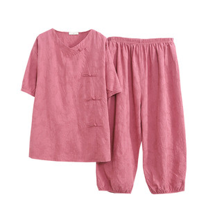 女夏季 紗布睡衣胖mm大碼 中國風雙層棉紗家居服兩件套20 新中式 新品