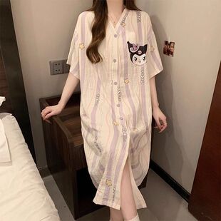 純棉睡裙女夏季 甜美可愛休閑大碼 新款 薄款 孕婦睡衣家居服 短袖 新品