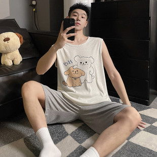 家居服男女士薄款 新品 背心短褲 莫代爾涼感無袖 玉桂狗情侶睡衣夏季