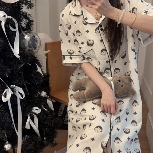 純棉可愛卡通小丸子睡衣夏天薄款 新品 夏季 2025新款 棉紗家 睡裙女款