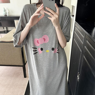 睡衣女夏天薄款 新品 彩棉短袖 睡裙女夏季 可愛HelloKitty家 2025新款
