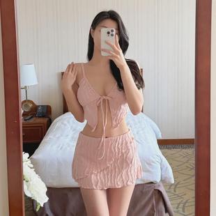 速發高品質泳衣女高級感分體裙式 三角比基尼三件套性感純欲系帶海
