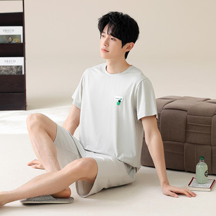 睡衣套裝 莫代爾棉短袖 大碼 男士 可外穿 新品 家居服夏天學生韓版 夏季