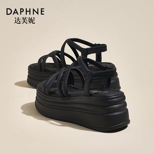 外穿沙灘鞋 Daphne達(dá)芙妮 女2025夏新款 松糕厚底羅馬涼鞋 增高8CM