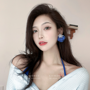 藍色耳環小眾設計感耳飾女超仙氣質耳釘 爆款 海邊度假風 2025新款