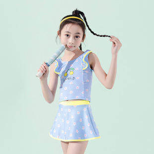 中小童女孩溫泉泳裝 9歲可愛裙式 分體洋氣5 泳衣女童2023新款