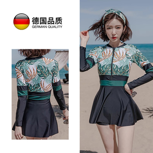 沖浪服男潛水服長袖 女大碼 防曬三件套 平角褲 德國情侶分體泳衣裙式