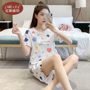 夏款 套裝 短袖 可愛少女A學(xué)生可外穿家居服夏天薄款 短褲 睡衣女款