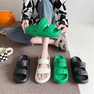 松糕底涼鞋 女爆款 女超軟防滑沙灘羅馬 糖果色兩穿涼拖鞋 現(xiàn)貨夏新款