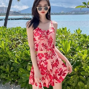 溫泉2023新 遮肚顯瘦三件套微胖寬松罩衫 大碼 胖mmd泳衣女分體裙式