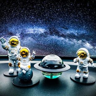 太陽能汽車擺件宇航員星球香水太空人車載香薰持久高檔車內用飾品