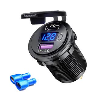 快充數顯電壓開關控制 車充充電器QC3.0雙usb車載改裝 新款 汽車爆款
