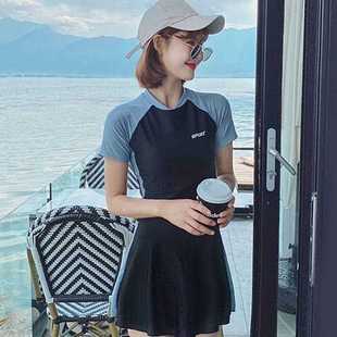 顯瘦溫 平角小清新學生保守小胸聚攏韓版 直銷新款 泳衣女士分體裙式