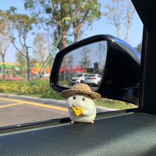 汽車窗邊中控臺擺件吃貨倉鼠可愛公仔哈姆太郎車載超萌車內飾品