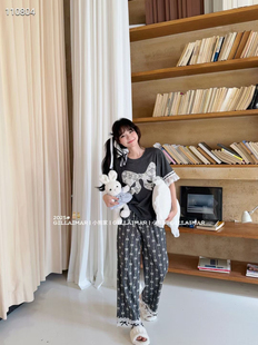 睡衣女夏款 甜美可愛卡通貓咪印花短袖 可外穿家居服 韓版 2025新款