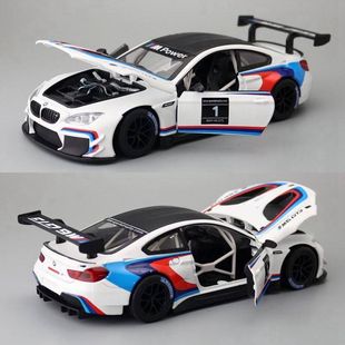 彩珀合金汽車模型1 GT3賽車兒童玩具聲光跑車三開門轉向 24寶馬M6