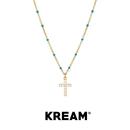 鎖骨鏈情侶 滴油細鏈滿鉆十字吊墜項鏈男女同款 KREAM 純銀