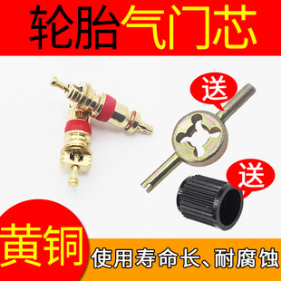 純黃銅氣門芯汽車輪胎自行車電動車摩托車氣門針車胎氣門扳手鑰匙