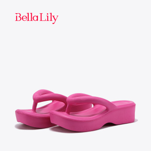 BellaLily新款 增高顯瘦人字拖女外穿防滑涼拖軟底輕便拖鞋